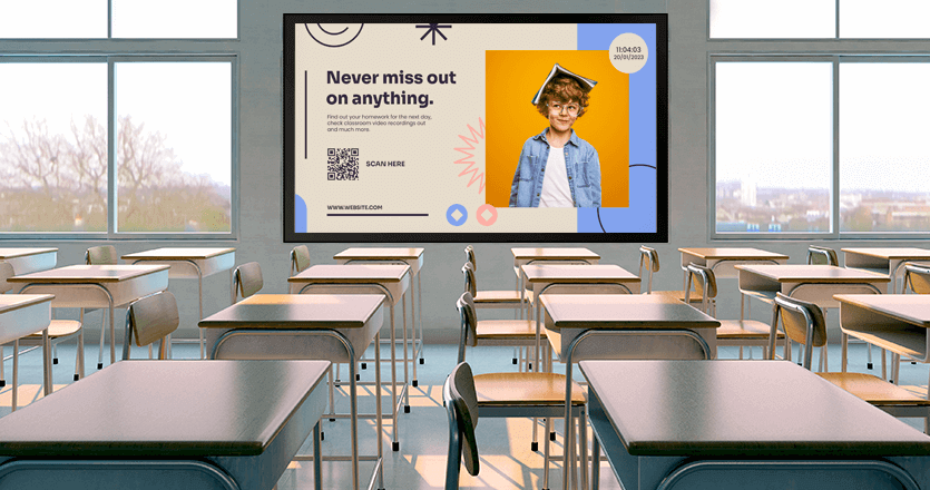 digital standee, wall mount displays, digital signages for school